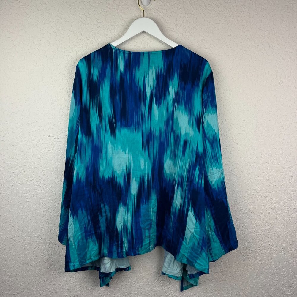 Amber Noon II Shirt Womens 3X Blue Long Sleeve Cardigan Layer Shrug Open Front - Picture 6 of 9
